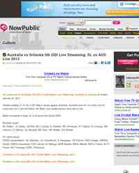 Australia vs Srilanka 5th ODI Live Streaming SL: NowPublic